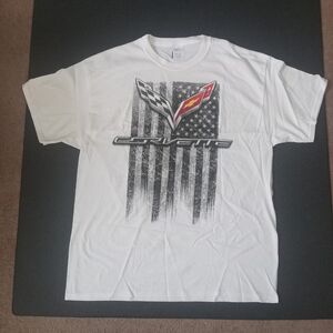 Corvette  American Flag White Tee